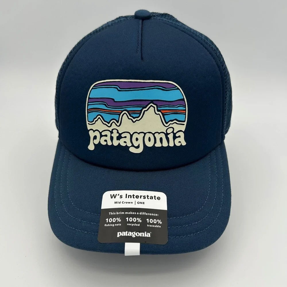 Patagonia Trucker Hat Fitz Roy Far Out Interstate Womens‎ OS Stone Blue Outdoors